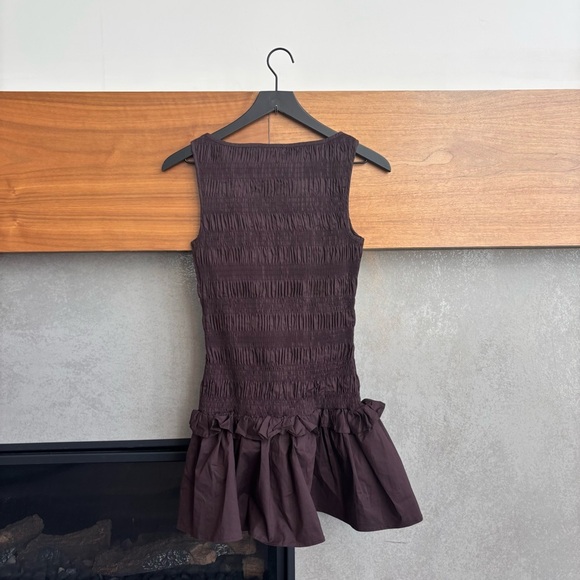 NWT Peppermayo Exclusive - Garden Kisses Shirred Mini Dress - Chocolate, Size 6 - Picture 11 of 15